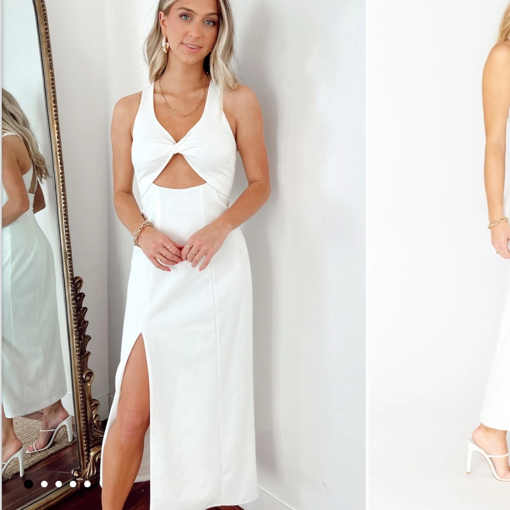 Luca midi Dress White Stretch